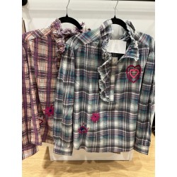 Blouse carreaux col volant