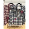 Blouse carreaux col volant