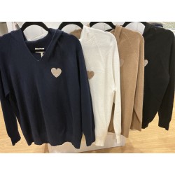 Pull à capuche cœur doré