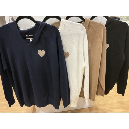 Pull à capuche cœur doré