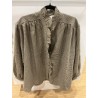 Chemise vichy col volant beige