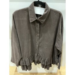 Chemise en velours volant choco