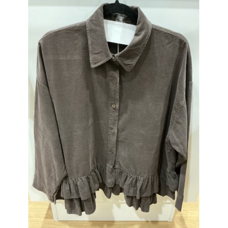 Chemise en velours volant choco