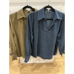 Blouse col chemise velours