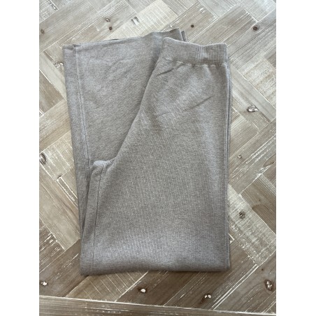 Pantalon large jersey taupe
