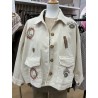 Veste velours écru broderies