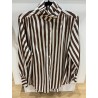 Chemise rayée col victorien choco et blanc