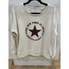 Sweat-shirt écru le Touquet bordeaux