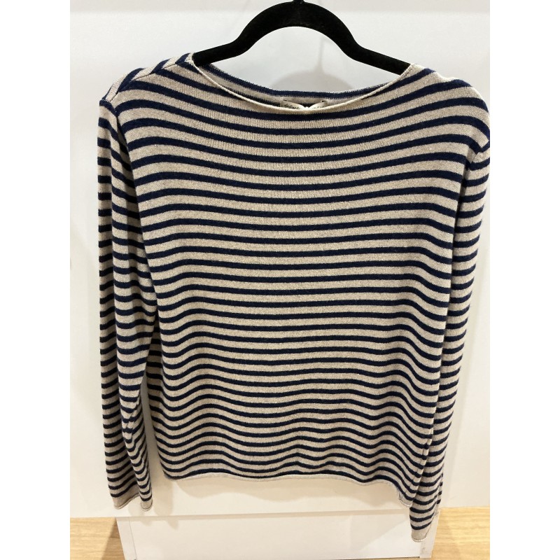 Pull rayée marine et camel