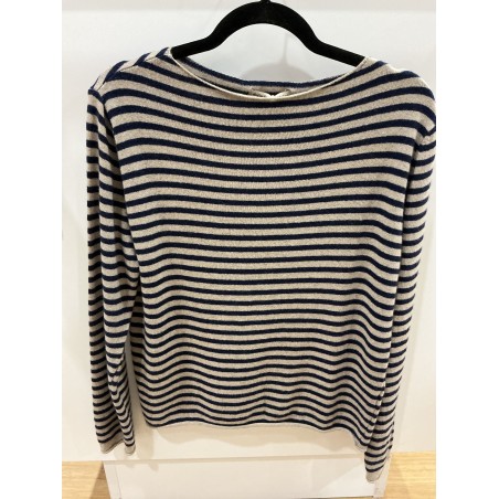Pull rayée marine et camel