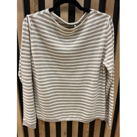 Pull rayé beige et écru