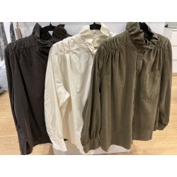 Chemise velours col volant