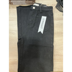 Jeans droit 7/8 poches plaquées noir