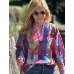 Blouse à carreaux rose