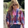 Blouse à carreaux rose