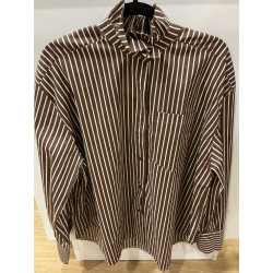 Chemise rayée choco col victorien