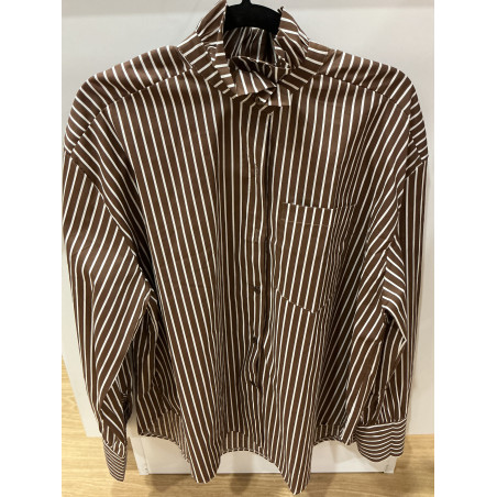 Chemise rayée choco col victorien