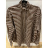 Chemise rayée choco col victorien