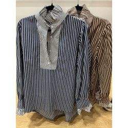 Blouse rayée col victorien