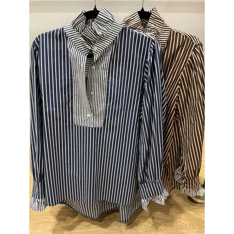 Blouse rayée col victorien