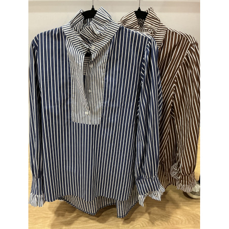 Blouse rayée col victorien