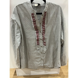 chemise rayée gris