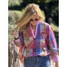 Blouse à carreaux rose