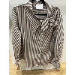 Chemise rayée choco et  noeud