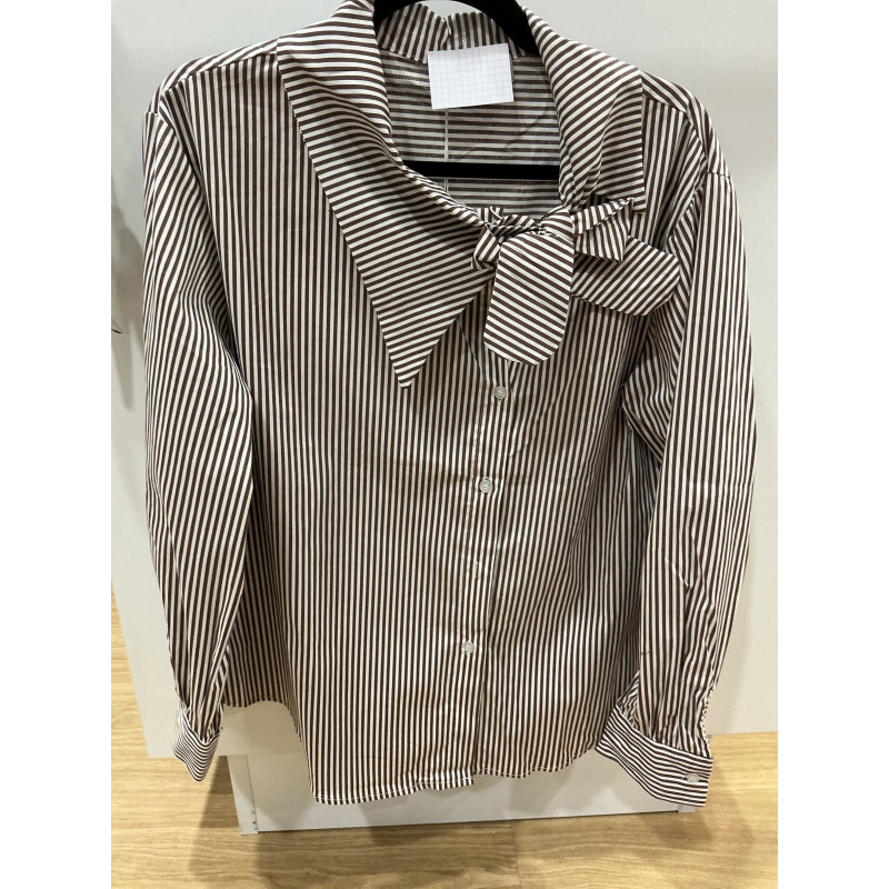 Chemise rayée choco et  noeud