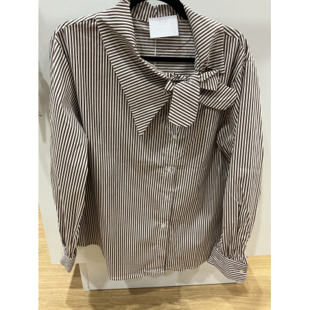 Chemise rayée choco et  noeud