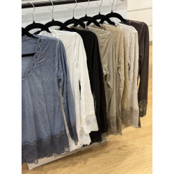 T-shirt manches longues dentelle