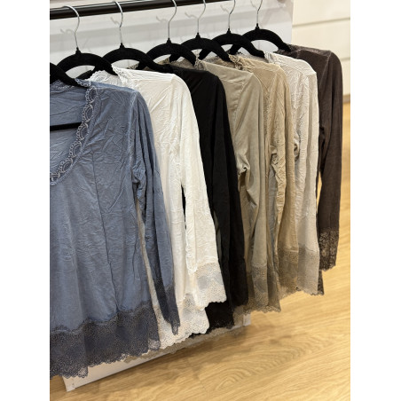 T-shirt manches longues dentelle