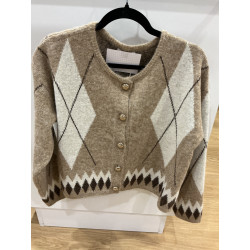 Gilet losange camel et choco