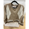 Gilet losange camel et choco