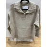 Pull col polo uni beige