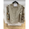 Chemise rayée beige broderie