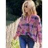 Blouse carreaux marine et rose