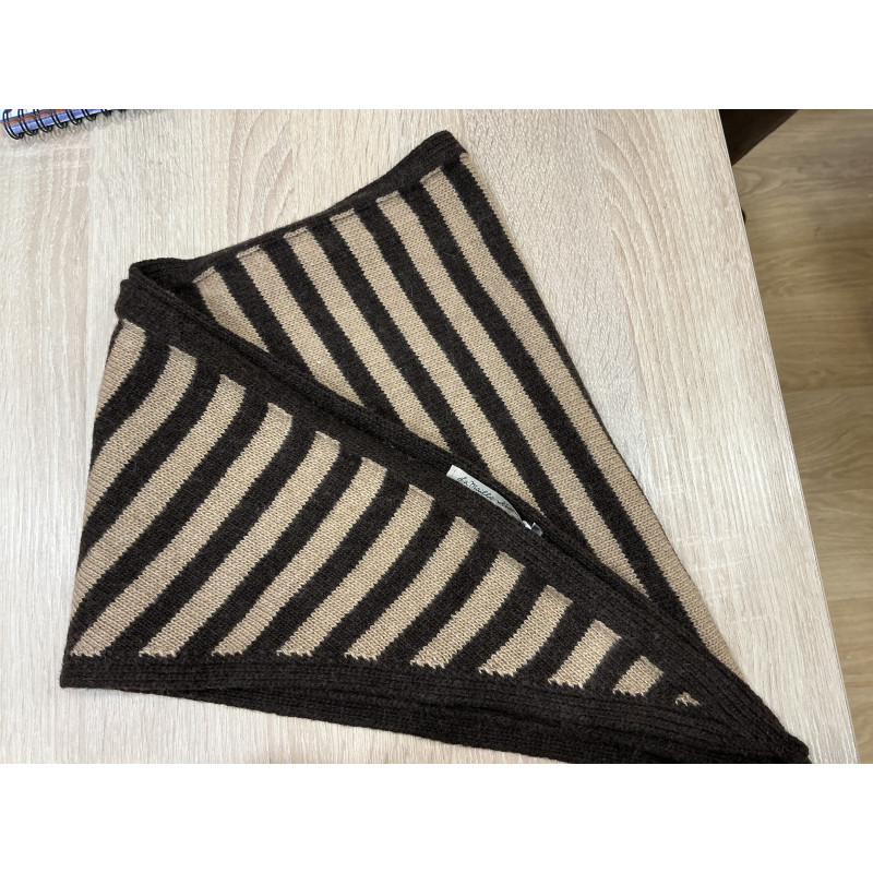 Foulard triangle rayé choco et camel