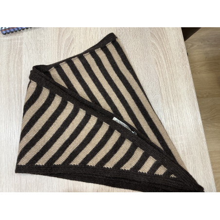 Foulard triangle rayé choco et camel