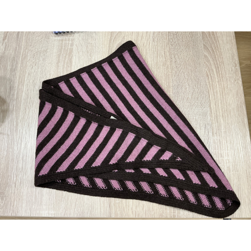 foulard triangle rayé choco et rose