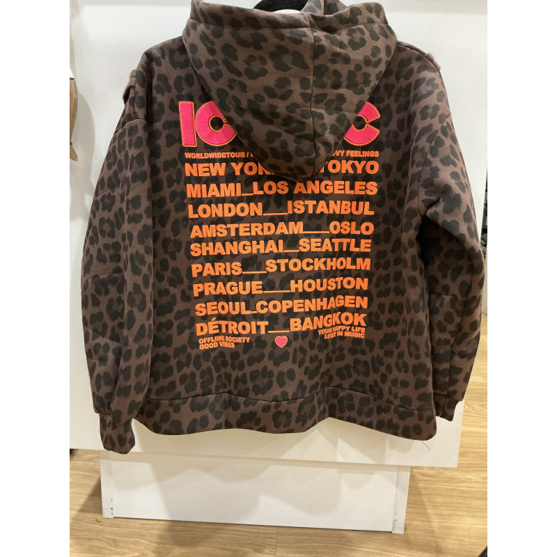 Sweat à capuche leopard choco ICONIC