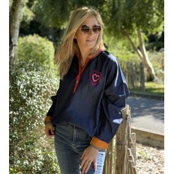 Blouse jeans brut et cœur rose