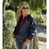 Blouse jeans brut et cœur rose