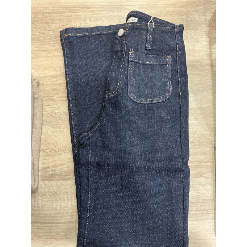 Jeans long large taille haute brut