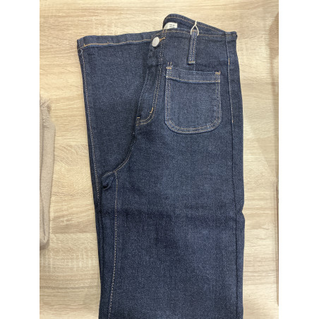 Jeans long large taille haute brut