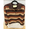 Pull col polo rayé choco , camer et orange