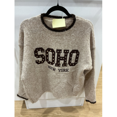 Pull SOHO beige et choco