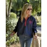 Blouse jeans brut et cœur rose