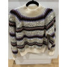 Pull écru et violet sequins