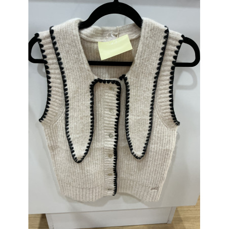 gilet beige et noir